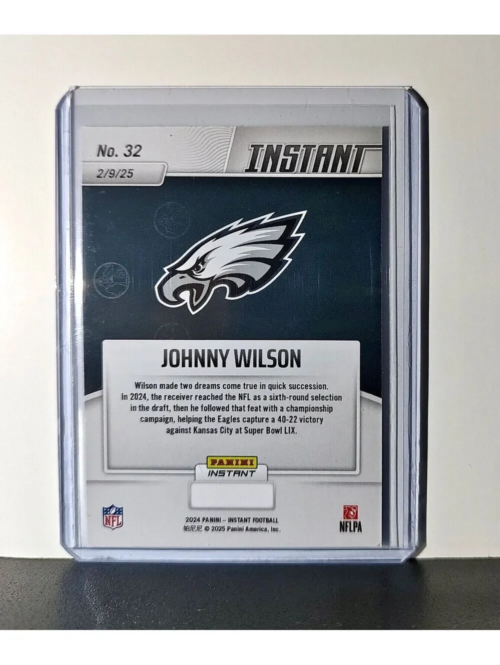 Johnny Wilson Rookie 2024 Panini Super Bowl LIX Champions NFL #32 Football Card